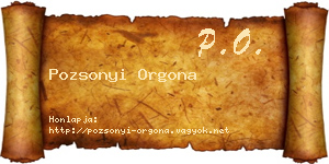 Pozsonyi Orgona névjegykártya